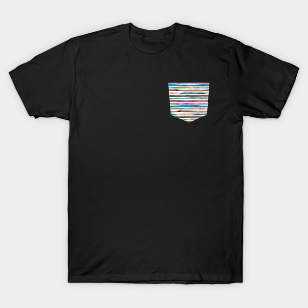 Pocket - WATERCOLOR STRIPES BLUE PURPLE 2 T-Shirt by ninoladesign